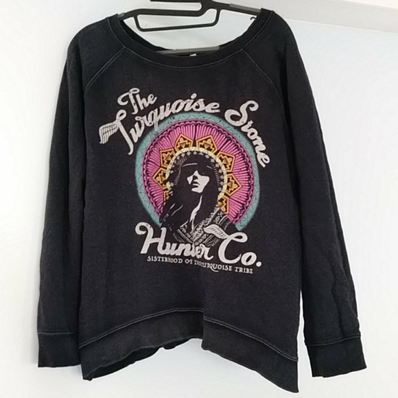 Spell designs XS turquoise stone hunter sloppy joe pullover sweater - Picture 9 of 12